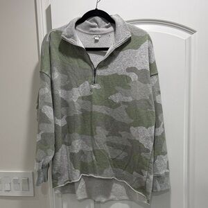 Aerie camo Zip-Up Sweater
